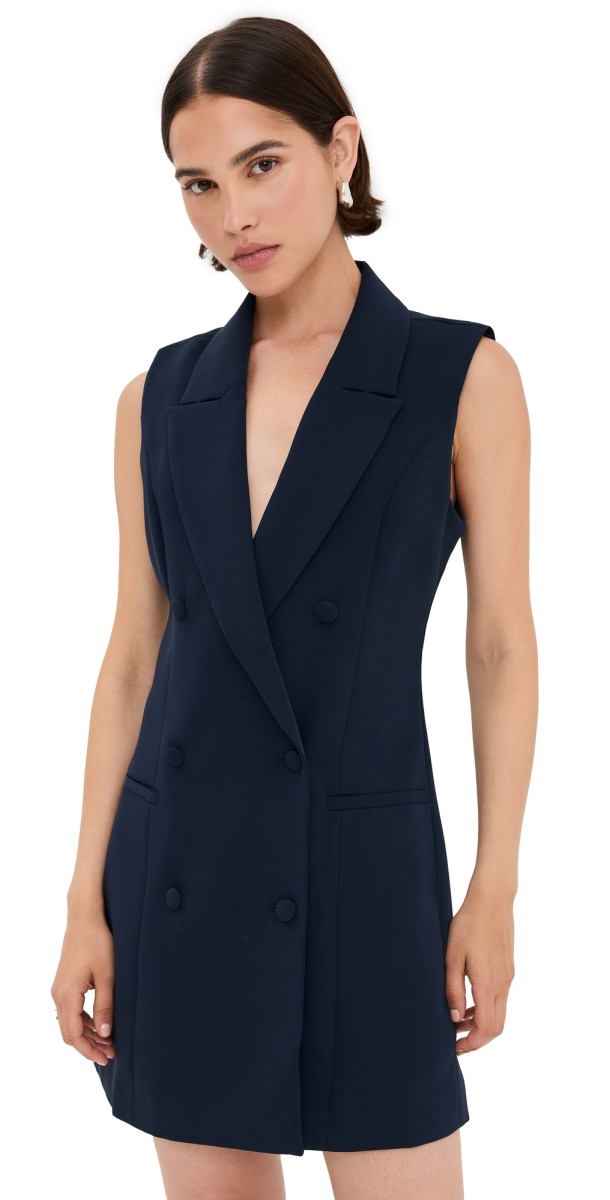Good American Luxe Suiting Exec Dress New Navy 002