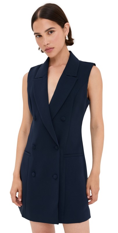 Good American Luxe Suiting Exec Dress New Navy 002