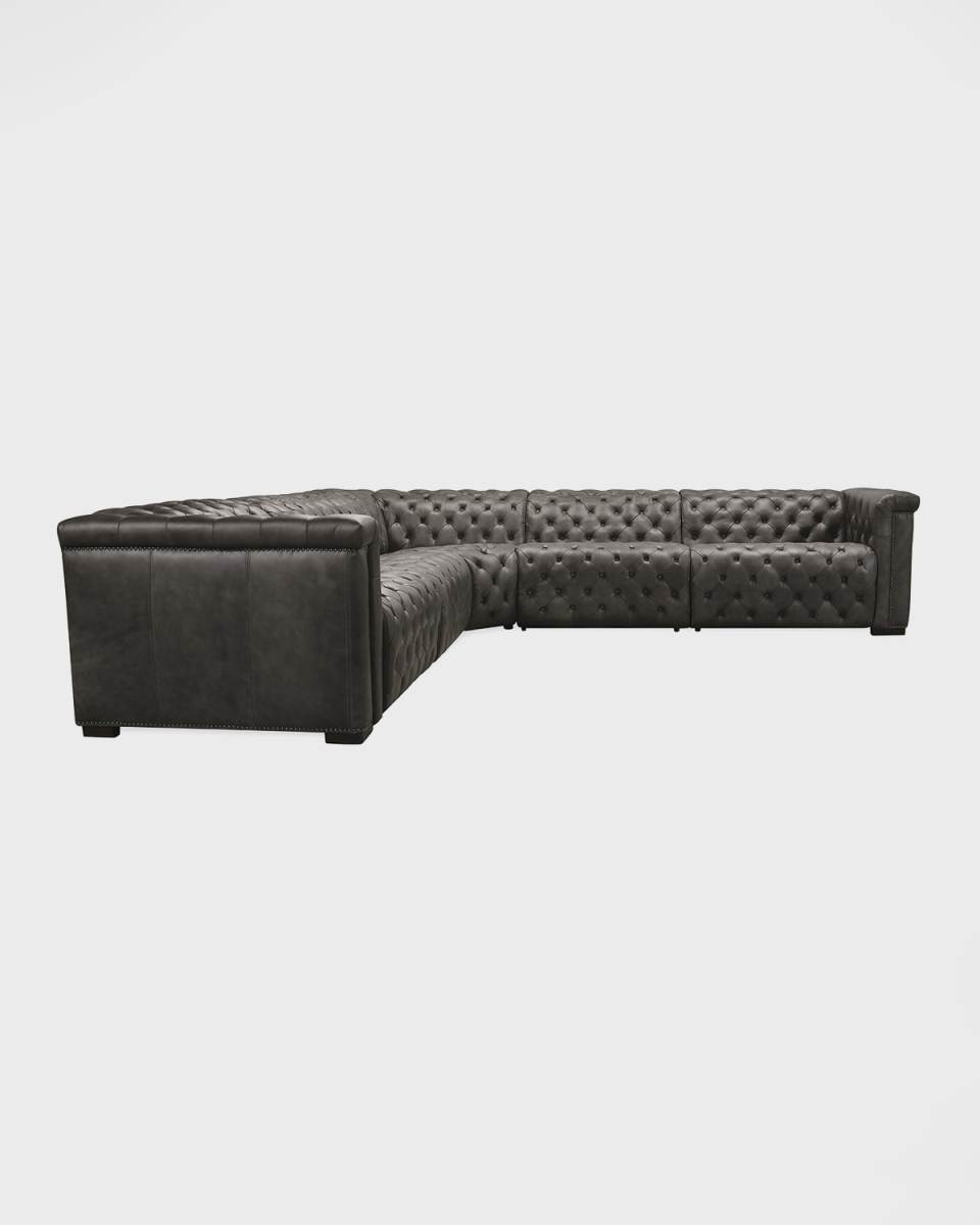 Savion Grandier Leather 5-Piece Power Sectional - 130"