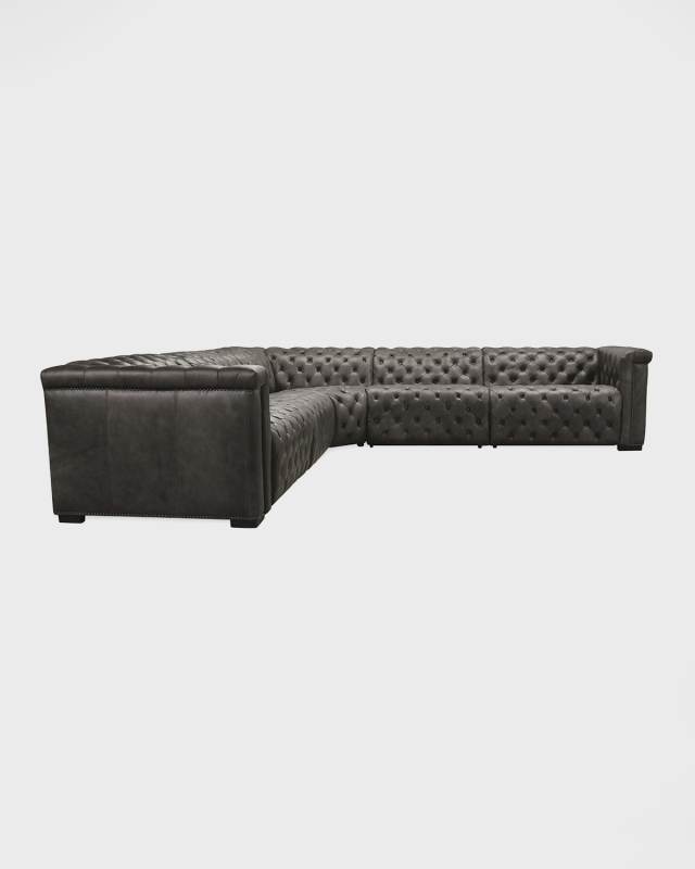 Savion Grandier Leather 5-Piece Power Sectional - 130"