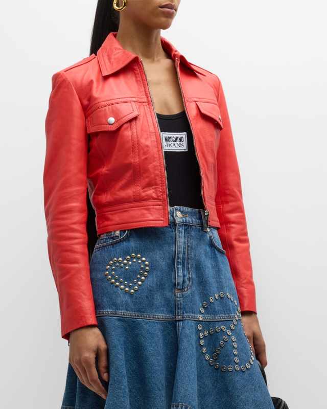 Cropped Faux Leather Jacket