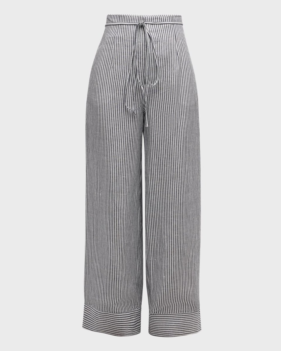 Air Linen Striped Paperbag Trousers