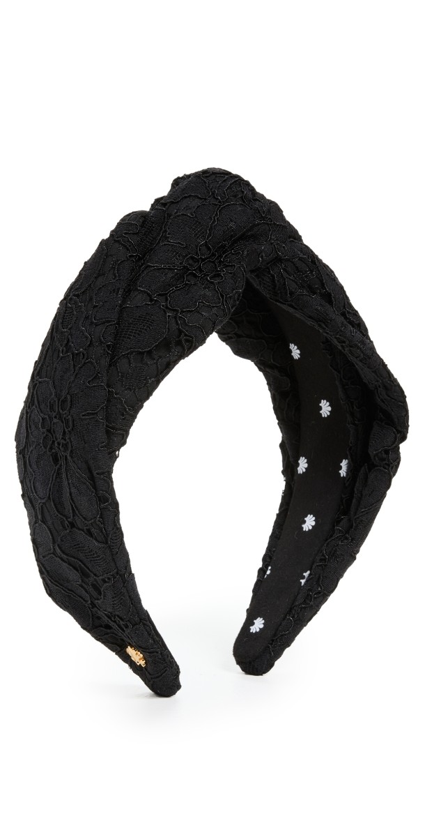 Lele Sadoughi Floral Lace Greta Headband Jet