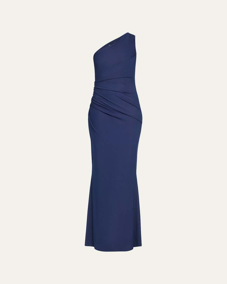 Yuuta One-Shoulder Cutout Jersey Mermaid Gown