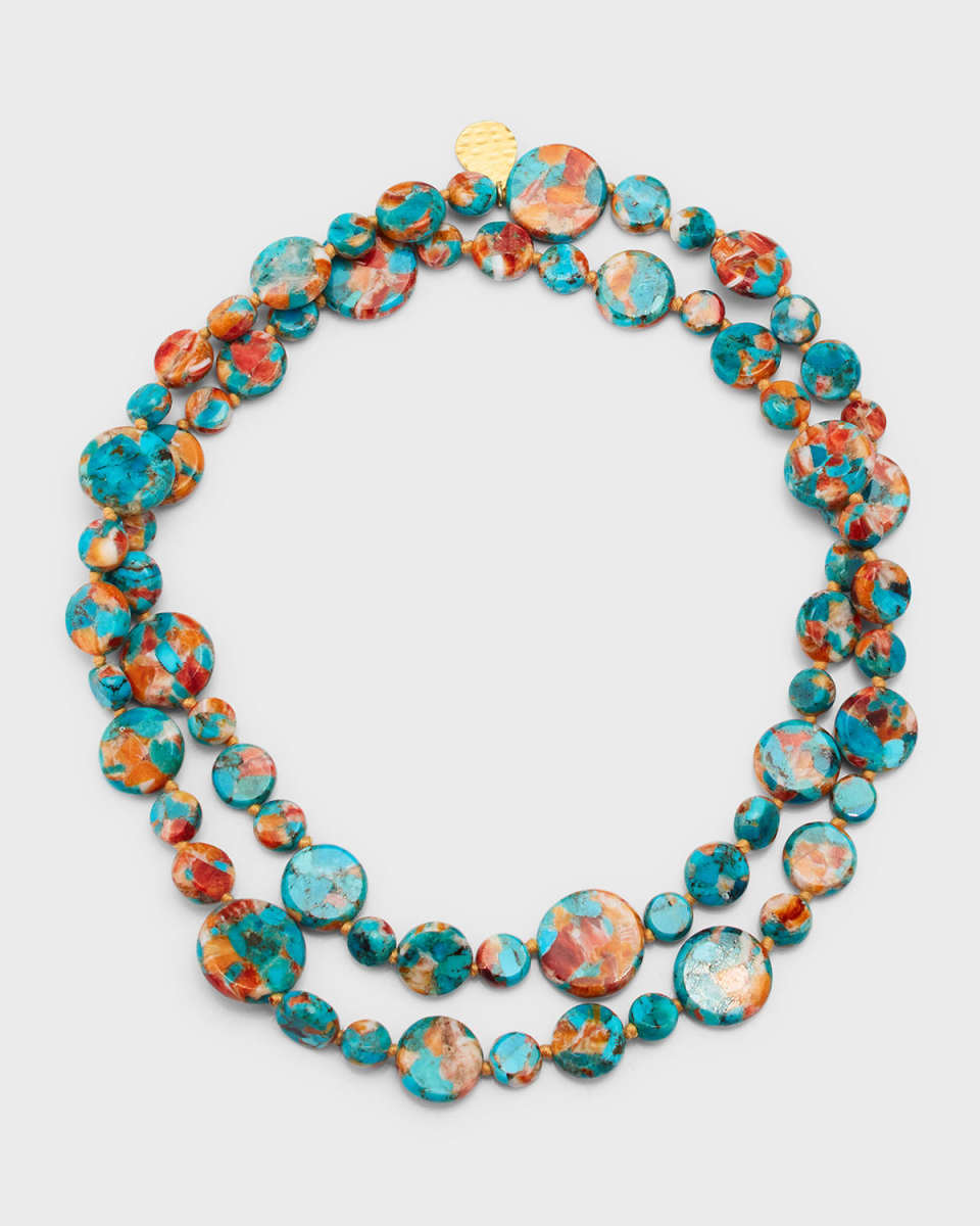 Turquoise Spiny Oyster Coin Necklace
