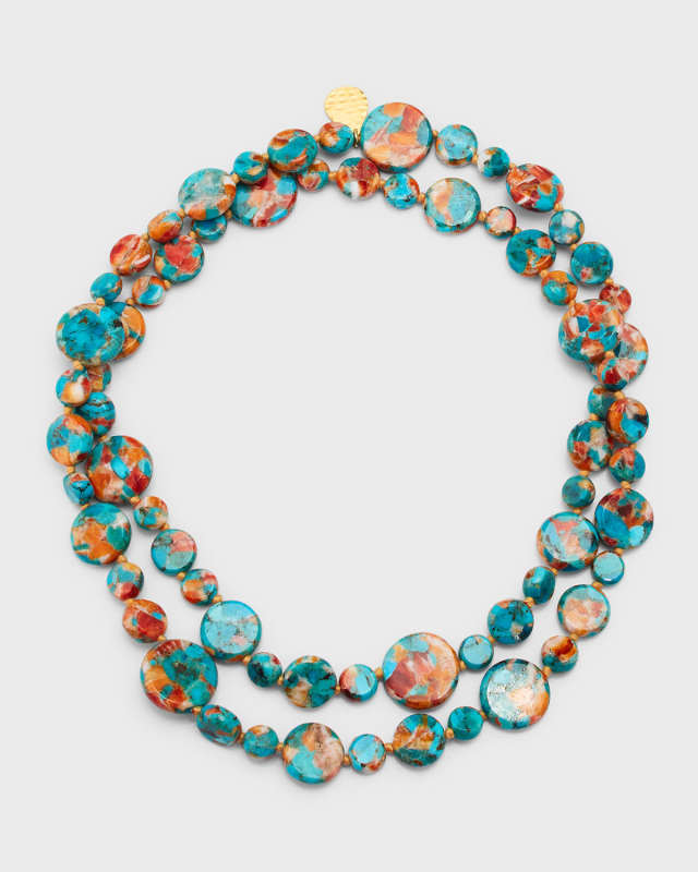 Turquoise Spiny Oyster Coin Necklace