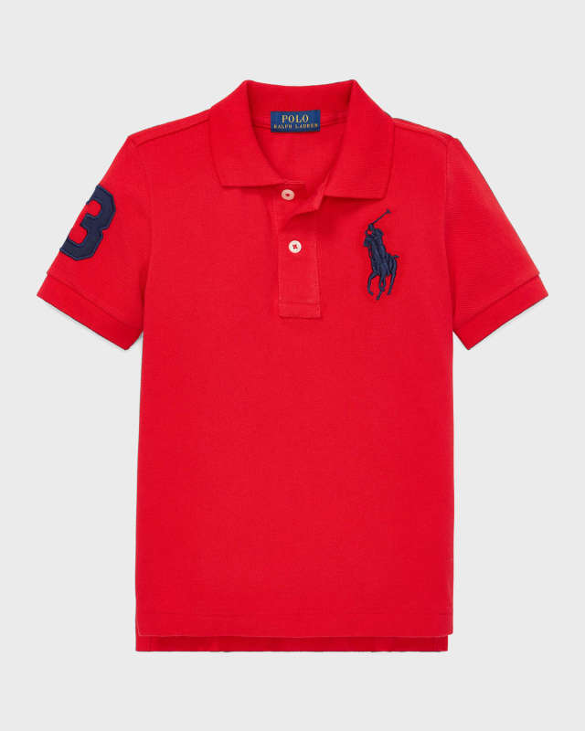 Boy's Big Pony Mesh Knit Polo, Size 2-