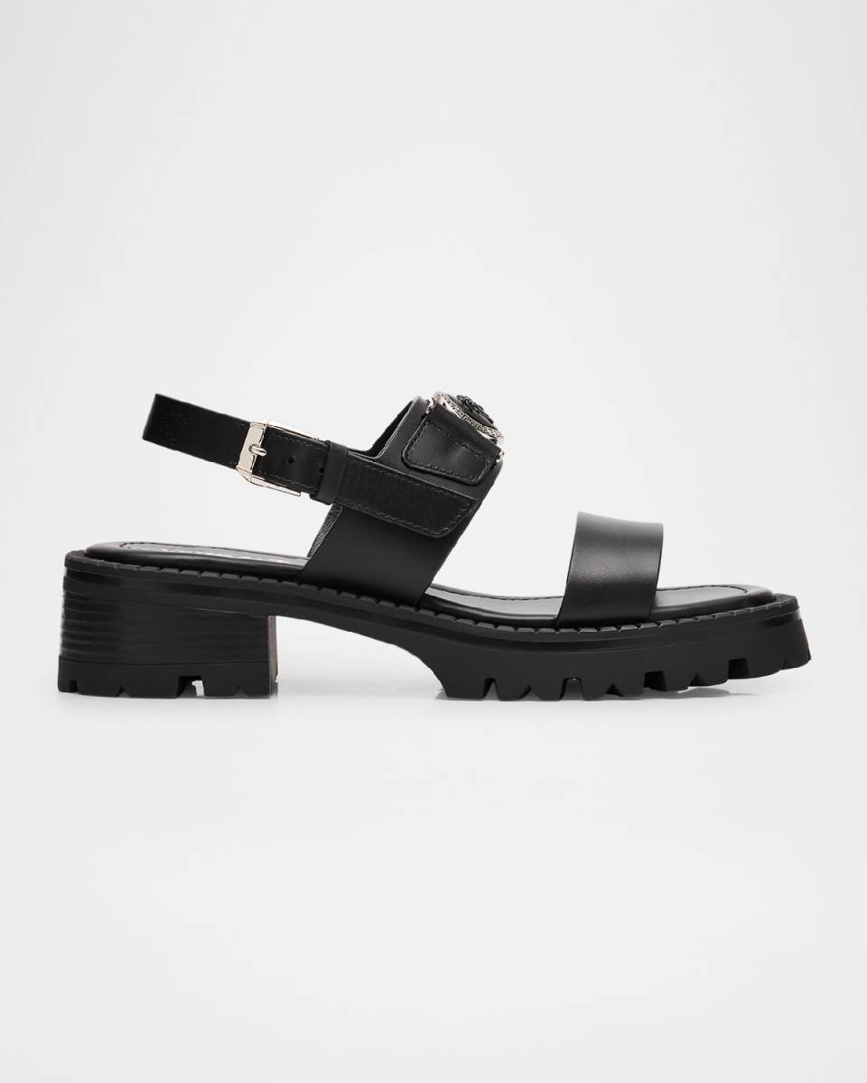 Medusa Buckle Leather Sandals
