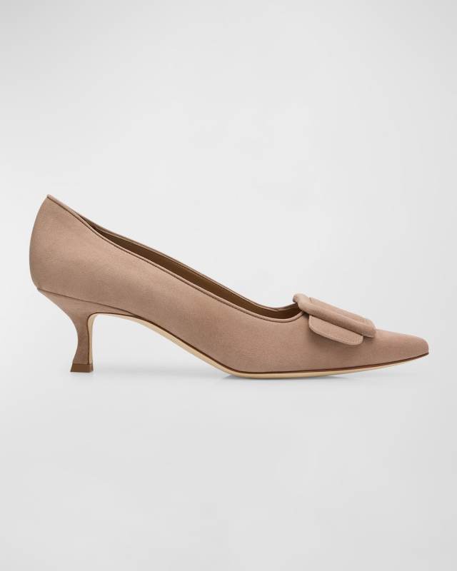 Maysale Suede Buckle Pumps
