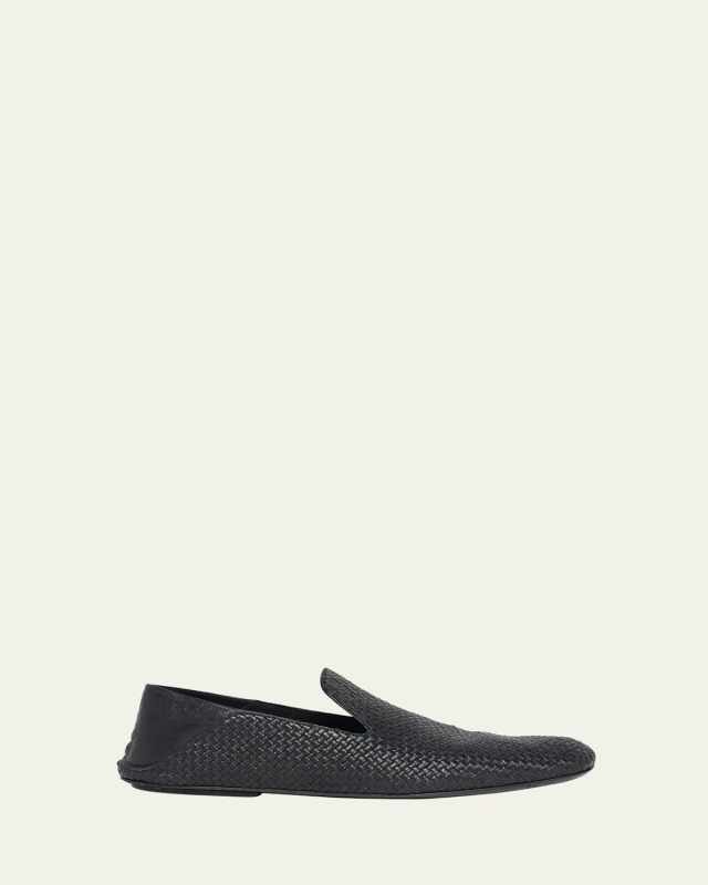 Mini Weave Foldable-Back Slipper Loafers