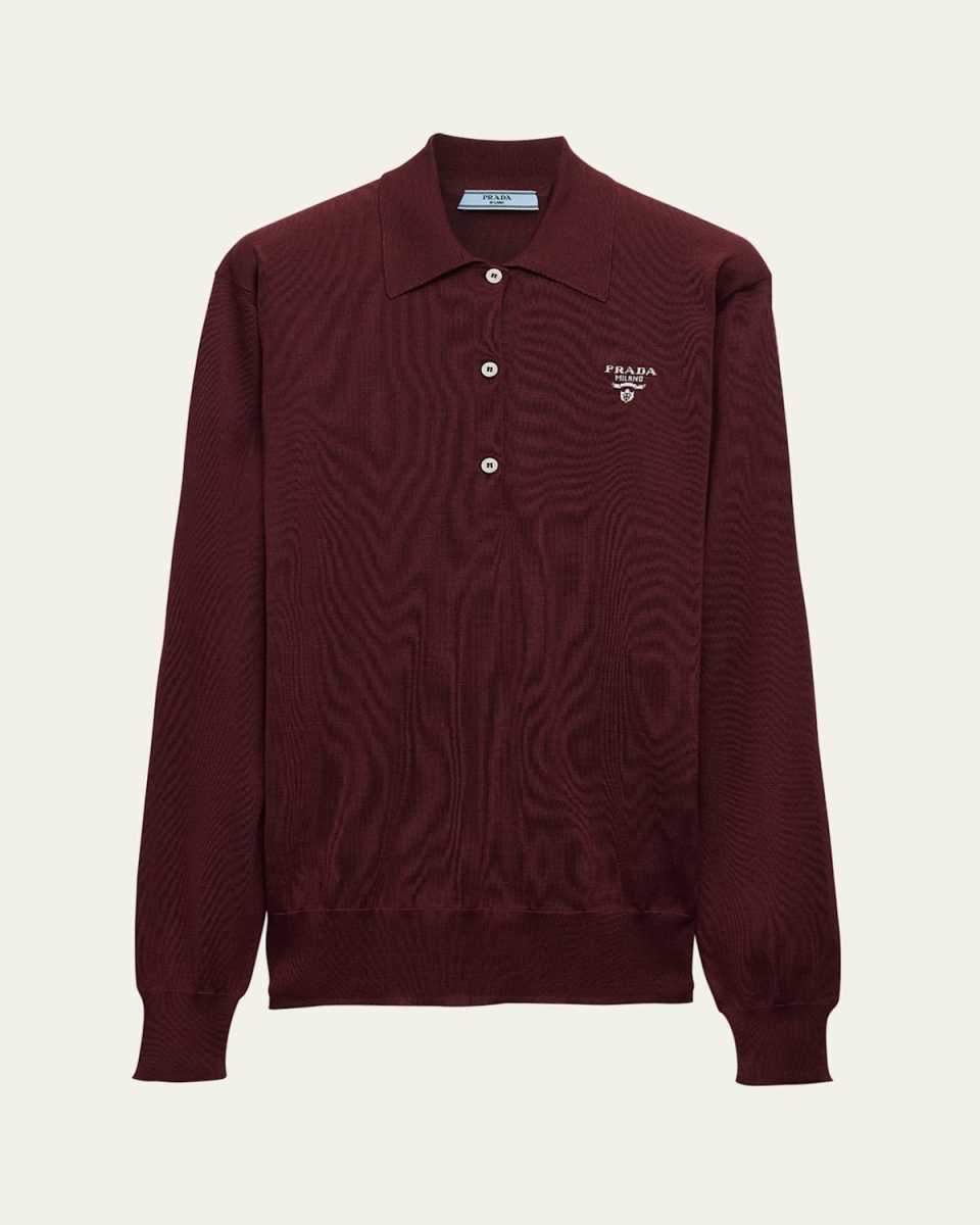 Long Sleeve Silk Polo Shirt