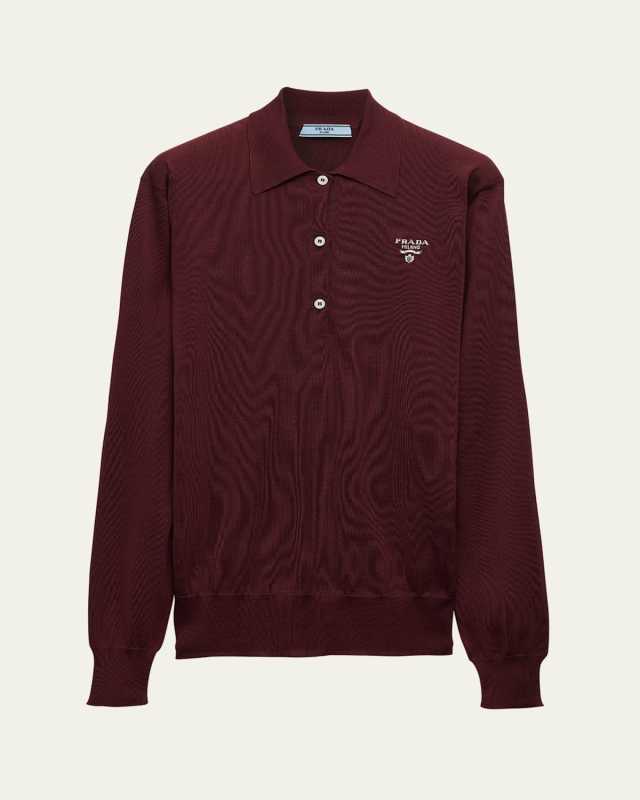 Long Sleeve Silk Polo Shirt