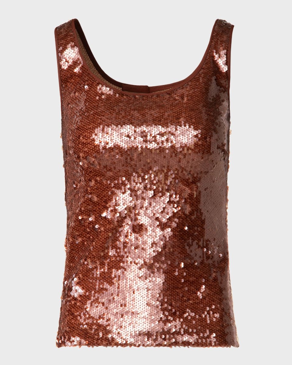Sequined Scoop-Neck Tank Top