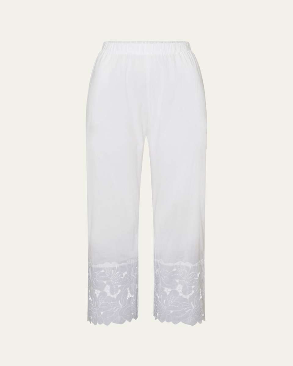 Clara Cropped Floral-Embroidered Cotton Pants