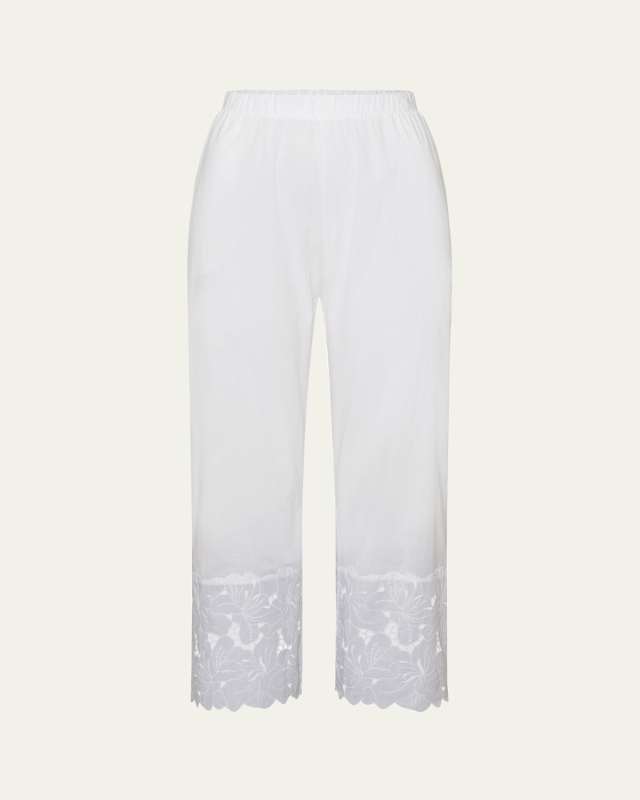 Clara Cropped Floral-Embroidered Cotton Pants