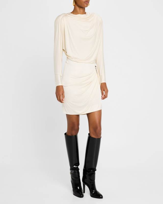Draped Satin Mini Dress