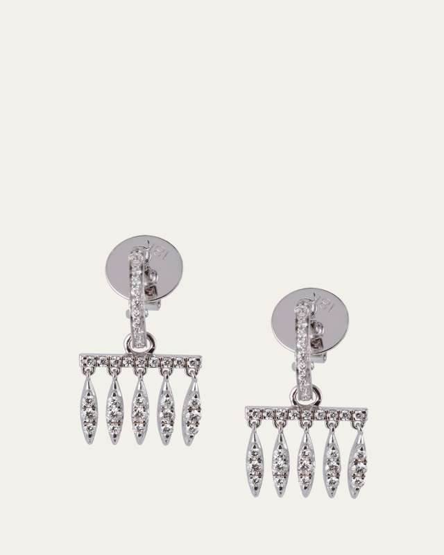 Grass Dewdrop Earrings in 18K White Gold