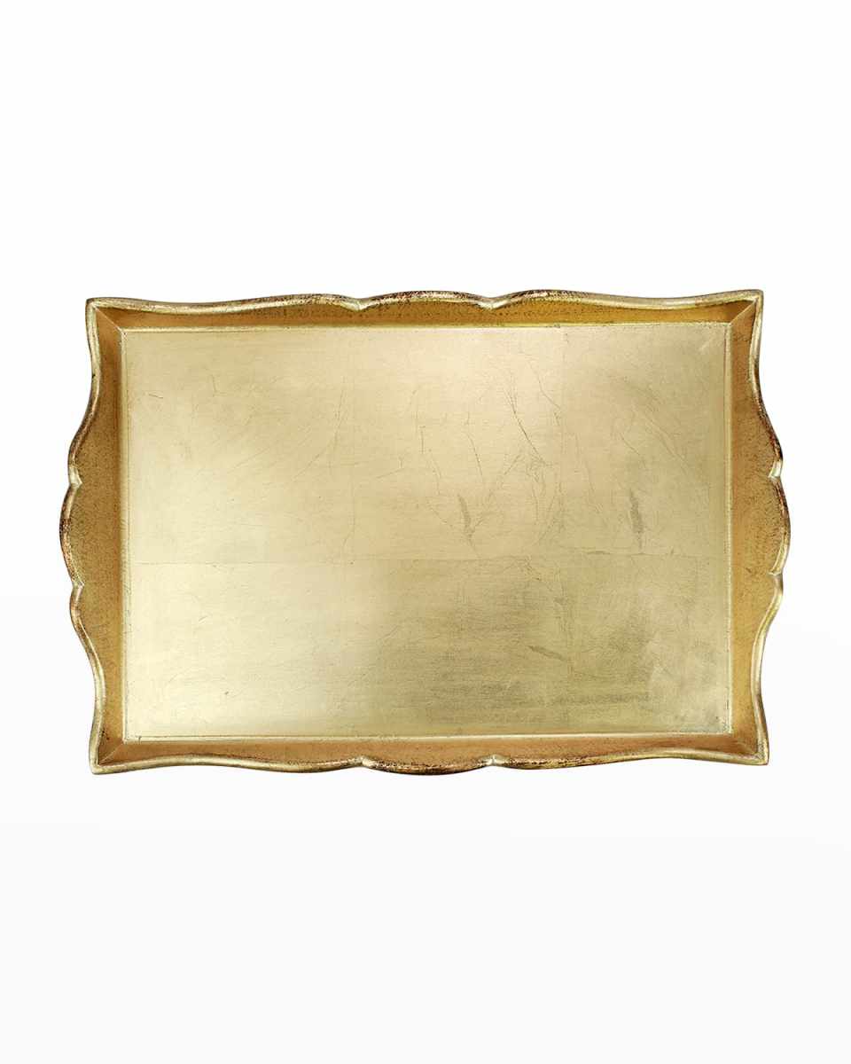 Florentine Wooden Accessories Gold Handled Medium Rectangular Tray