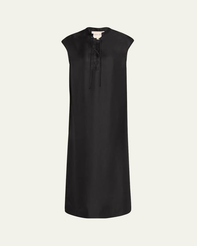 Demeter Laced-Neck Sleeveless Silk Maxi Dress