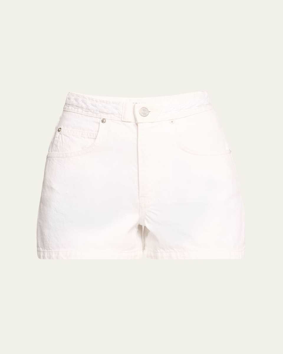 Braided Waistband Denim Shorts