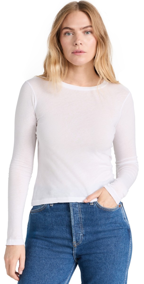 RE/DONE Sheer Long Sleeve Tee Optic White