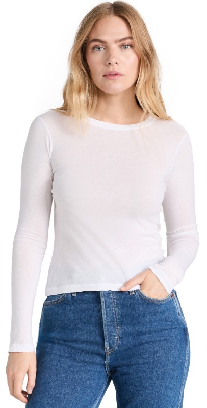 RE/DONE Sheer Long Sleeve Tee Optic White