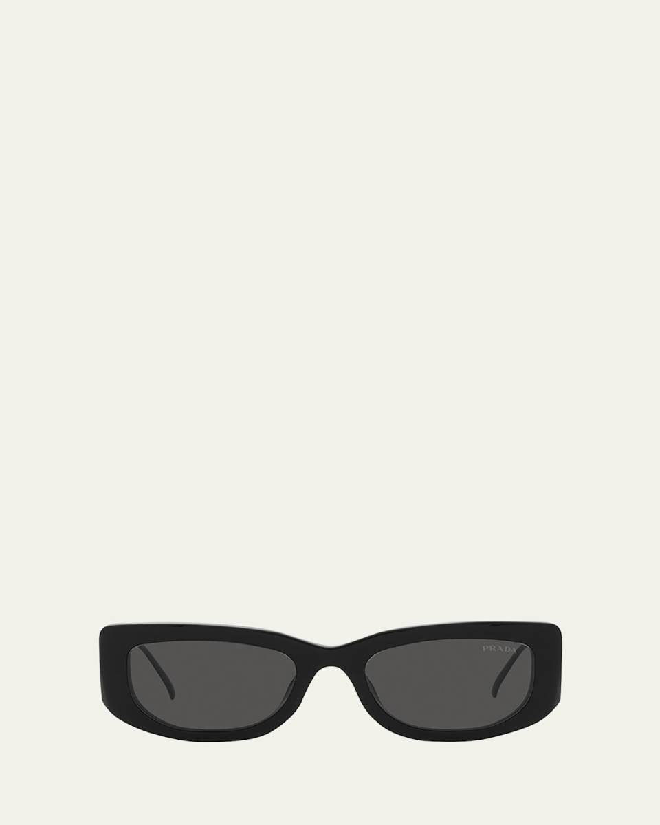 Triangle Logo Rectangle Acetate & Metal Sunglasses