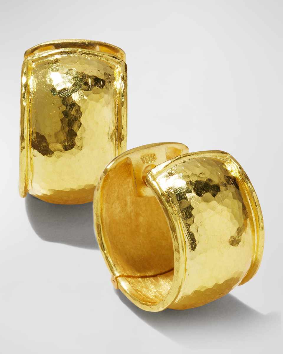 19K Gold Curved Hoop Earrings