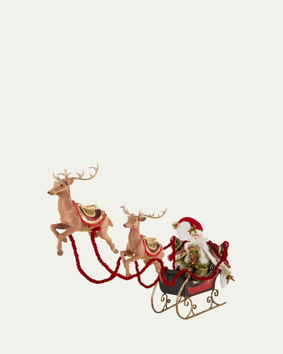 Holly and Ivy Santa with Sleigh and Deer