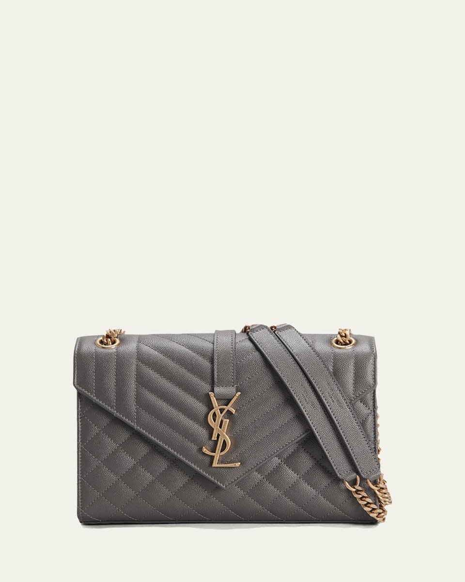 Envelope Triquilt Medium YSL Shoulder Bag in Grained Leather