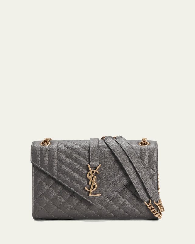 Envelope Triquilt Medium YSL Shoulder Bag in Grained Leather