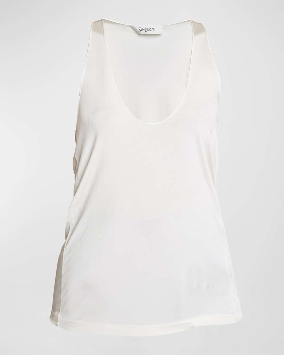 Shiny Jersey Scoop Neck Blouse