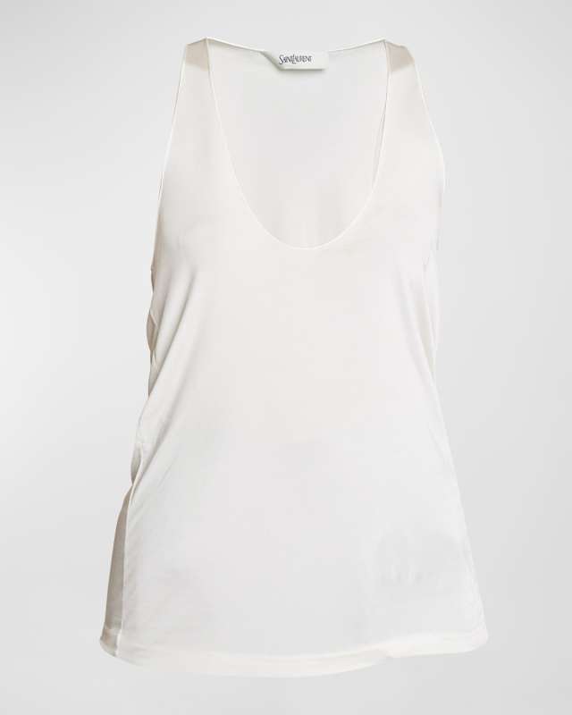 Shiny Jersey Scoop Neck Blouse