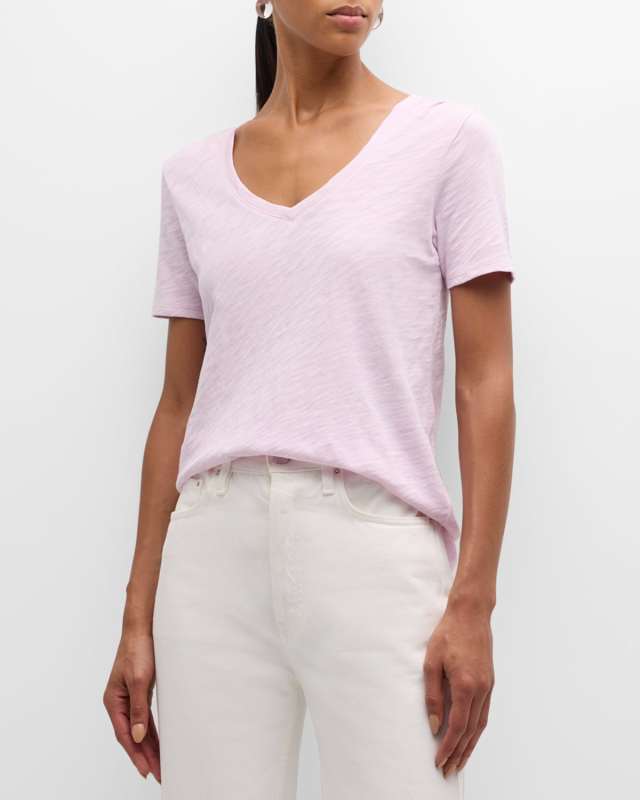 Short-Sleeve V-Neck Slub Jersey Tee