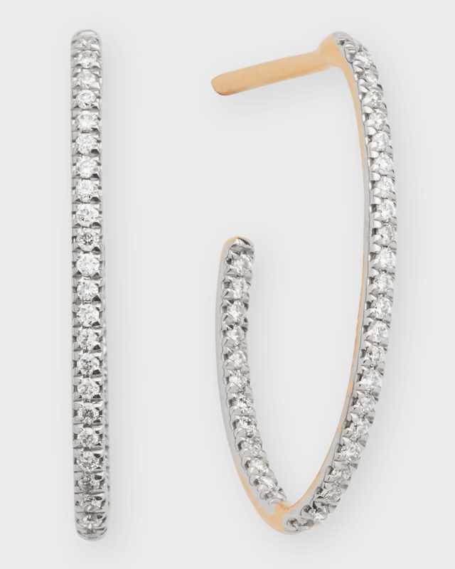 18k Rose Gold White Diamond Eclipse Hoop Earrings