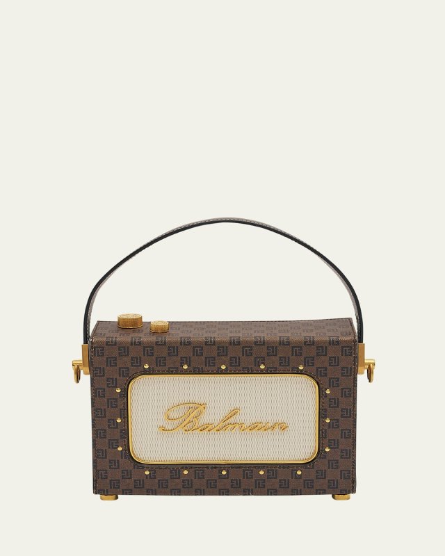 Radio Monogram Crossbody Bag in Waxed Canvas and Leather