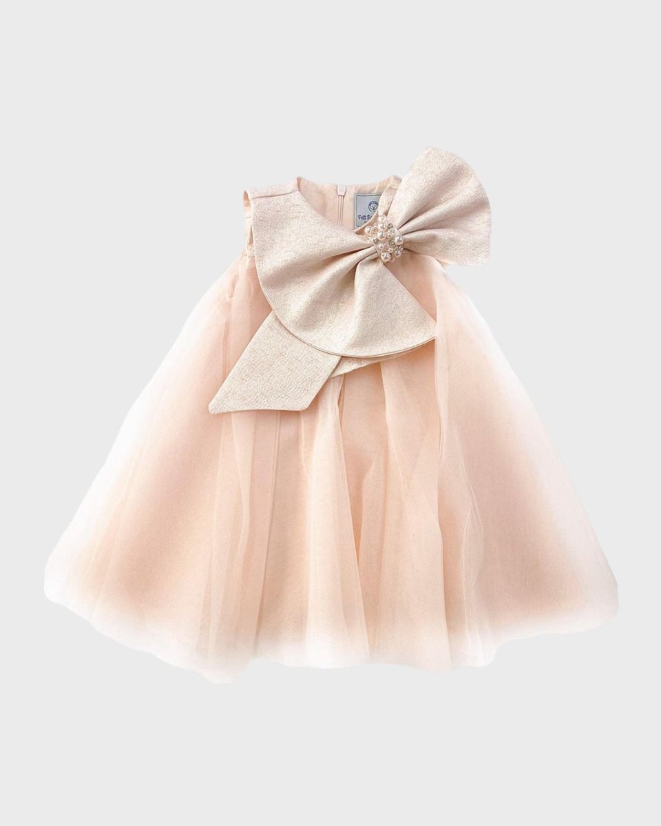 Girl's Jackie Layered Tulle Dress W/ Oversized Bow, Size 12M-