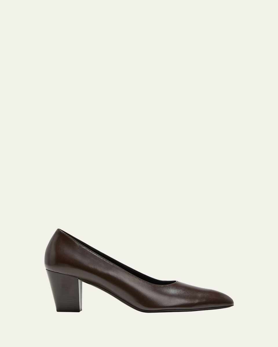 Luisa Leather Block-Heel Pumps