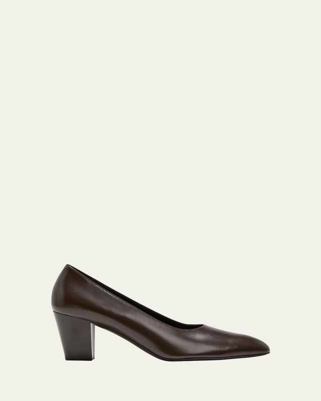 Luisa Leather Block-Heel Pumps