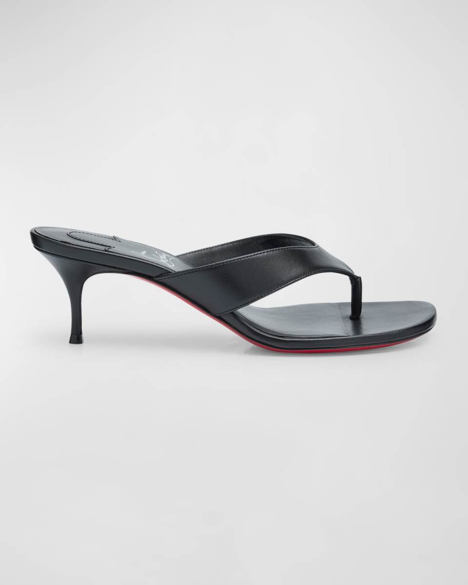 Leather Thong Red Sole Slide Sandals