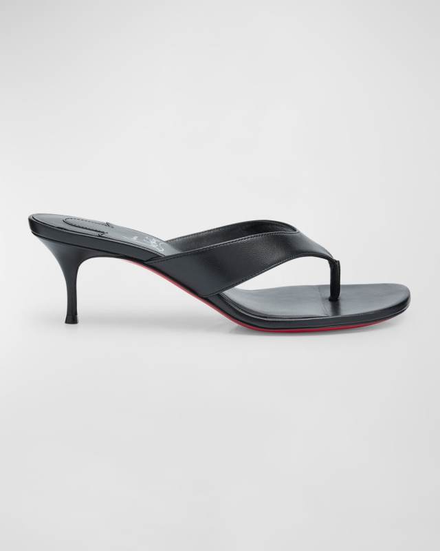 Leather Thong Red Sole Slide Sandals