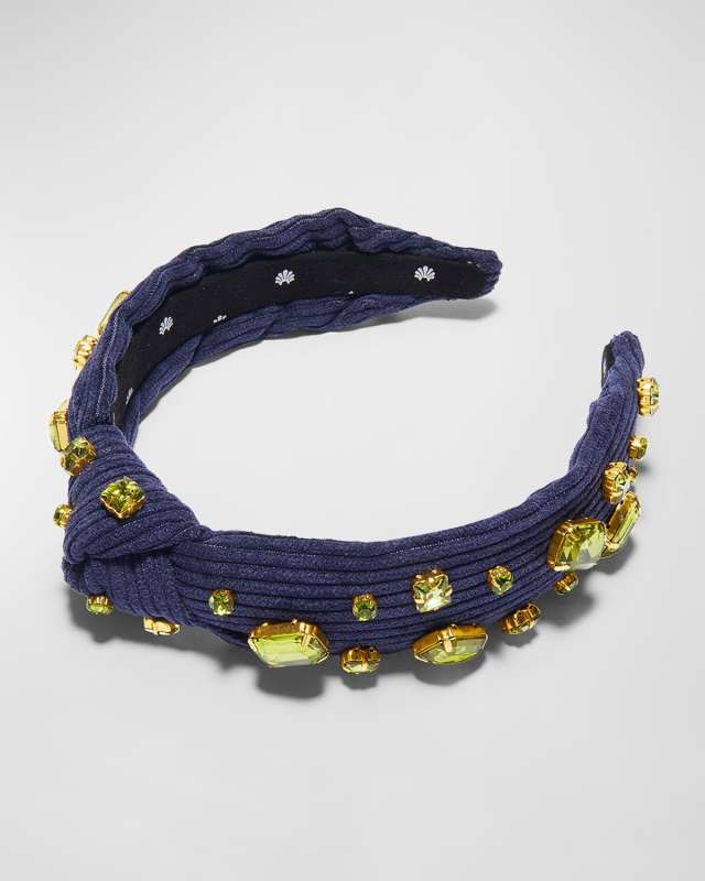 Embellished Corduroy Slim Knot Headband