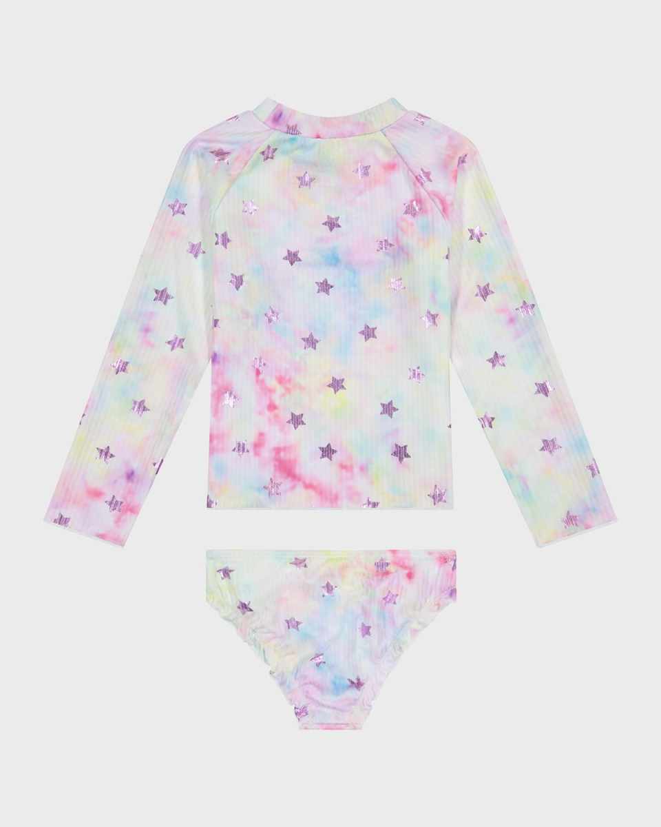 Girl's Tie Dye Star-Print Rashguard Set, Size Newbor