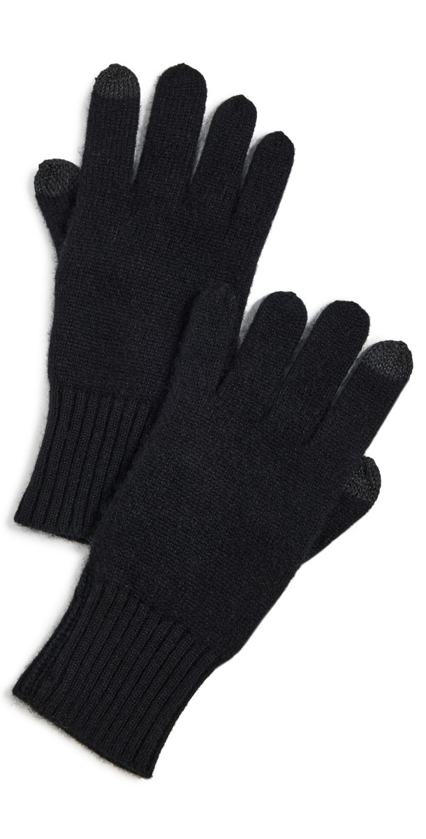 White + Warren Cashmere Texting Gloves Black