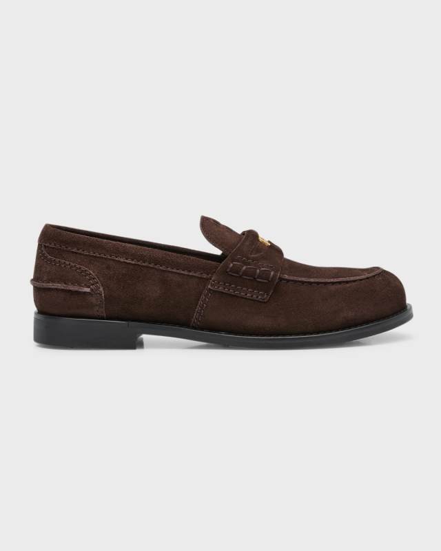 Suede Flat Penny Loafers