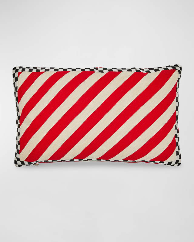 Christmas Candy Stripe & Checks Lumbar Pillow