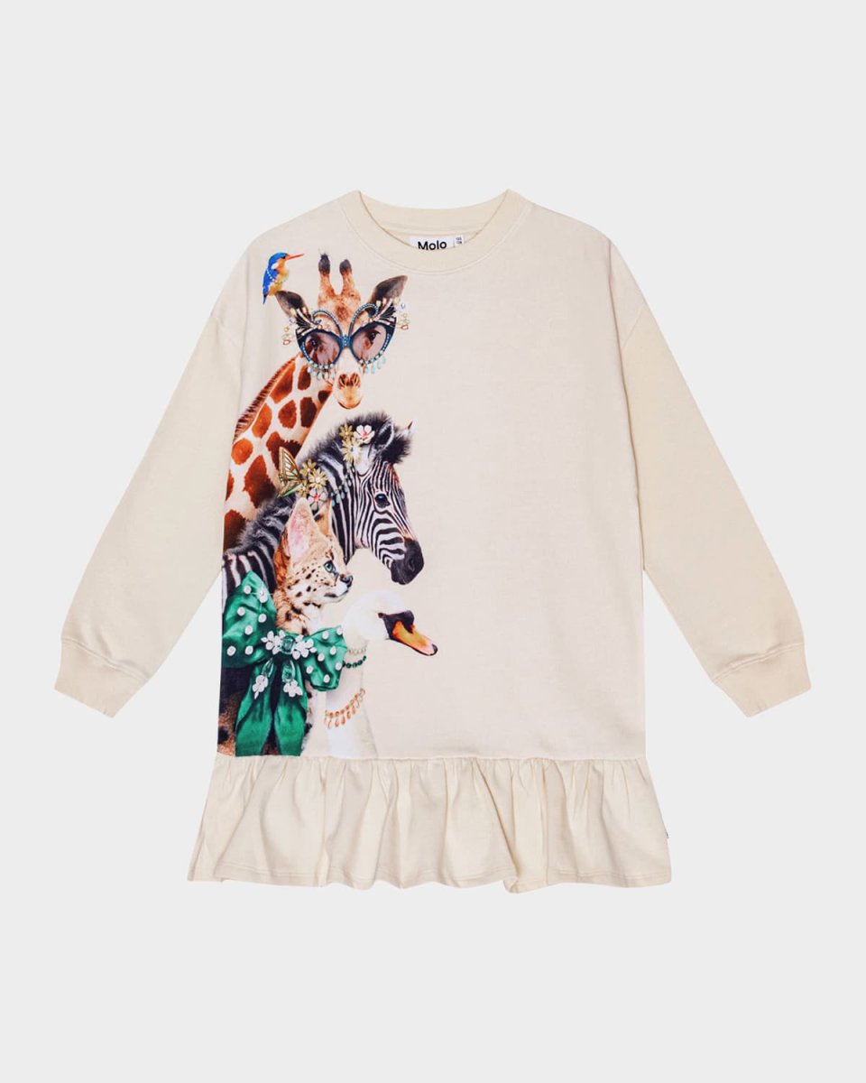 Girl's Cherice Dress W/ Blinged Animals, Size 7