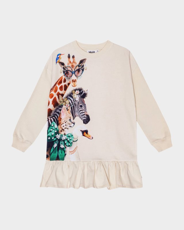 Girl's Cherice Dress W/ Blinged Animals, Size 7