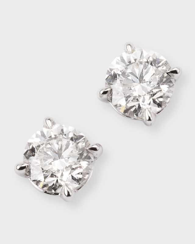 18K White Gold Diamond 4 Prong Stud Earrings, 0.5tcw
