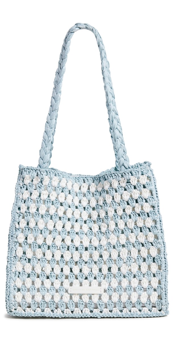 Loeffler Randall Missy Crochet Two Tone Tote Cream/Blue